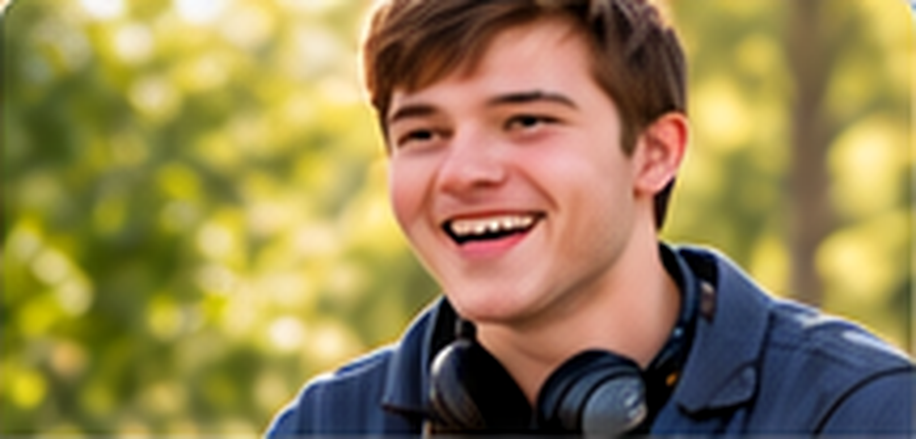 Smiling young adult with headphones
